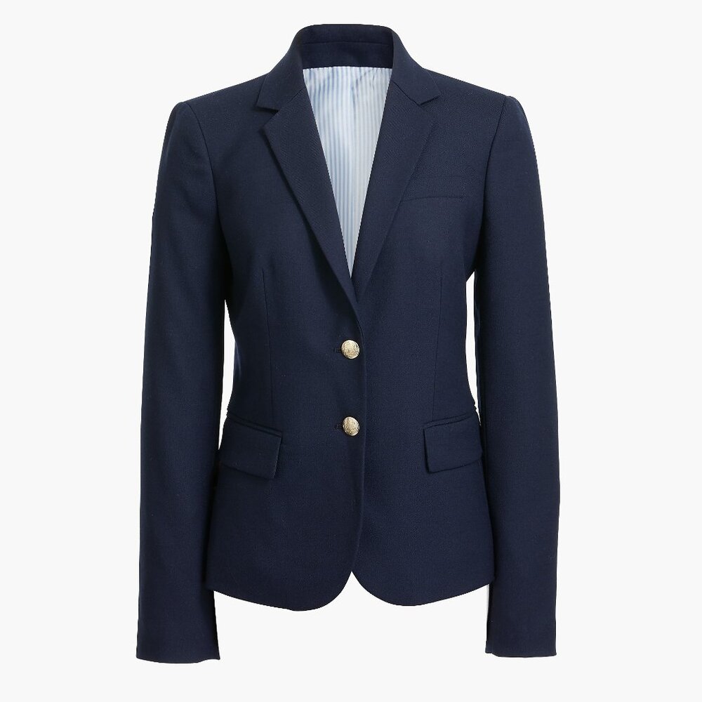 NWT J. Crew Womens Plus Size 24 Navy Wool Blend Original Schoolboy Blazer NEW